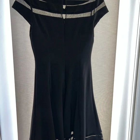 White House Black Market Black Mini Dress with Sheer Accents - Picture 2 of 6